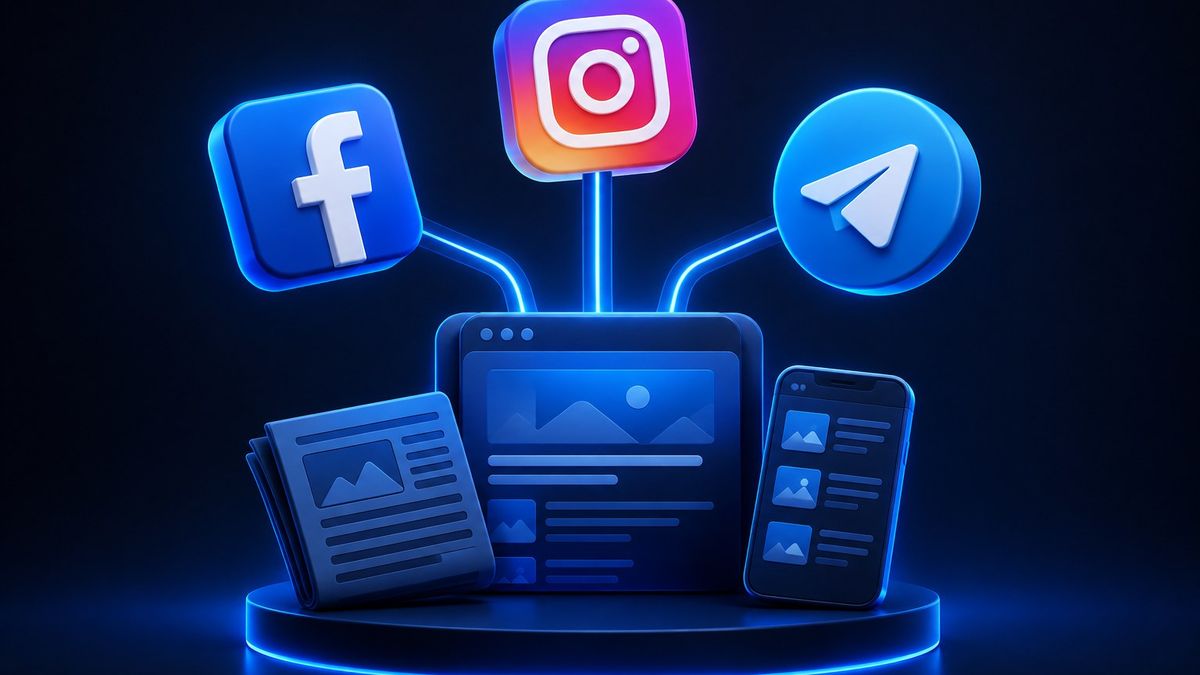 ربط فيسبوك وانستقرام وتليجرام للصفحات الإخبارية